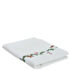 Juleduk med broderte motiver 240x140 cm hvit