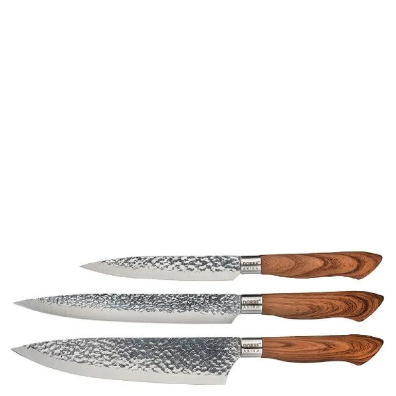 Akira knivsett 3 stk med brunt håndtak