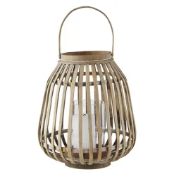 Amas lanterne bambus/glass 25x30 cm natur