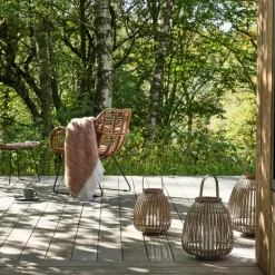 Amas lanterne bambus/glass 25x30 cm natur