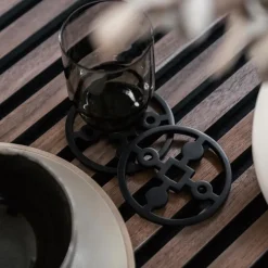 Anima Gemella drikkebrikker M 10 cm svart