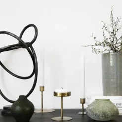 Anit lysestake 7 cm antikk messing