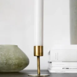 Anit lysestake 7 cm antikk messing