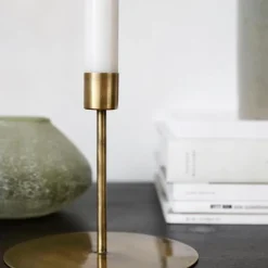 Anit lysestake 12 cm antikk messing