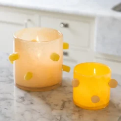 Arlo lysholder 10 cm gul/beige