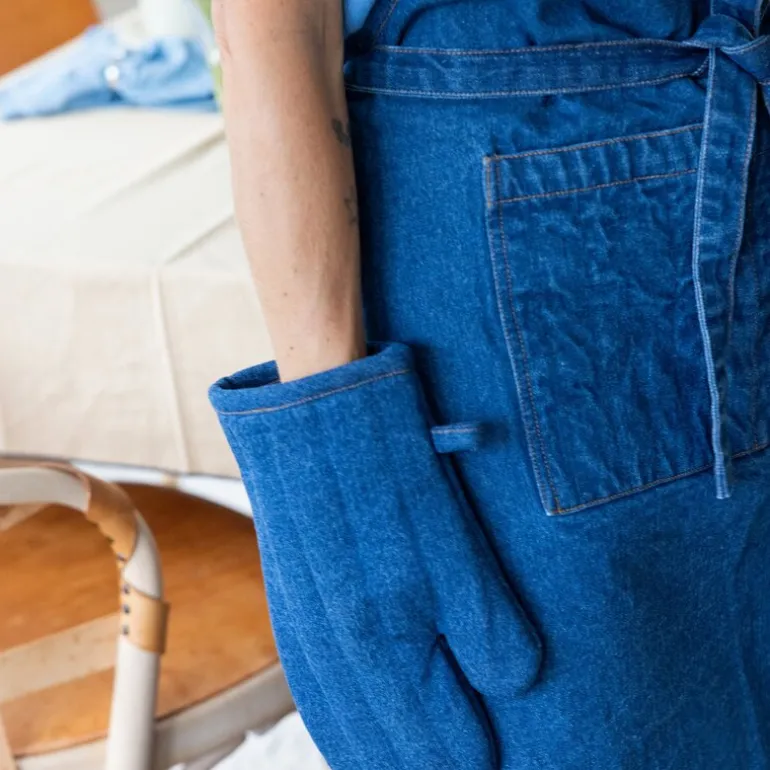 Aron denim forkle 90x70 cm blå