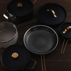 Arvet XL grytesett 6 deler svart/messing