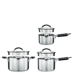 Backaryd kjelesett med glasslokk 3 deler 1+2+3L