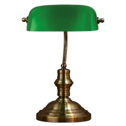 Bankers bordlampe 42 cm antikk/grønn