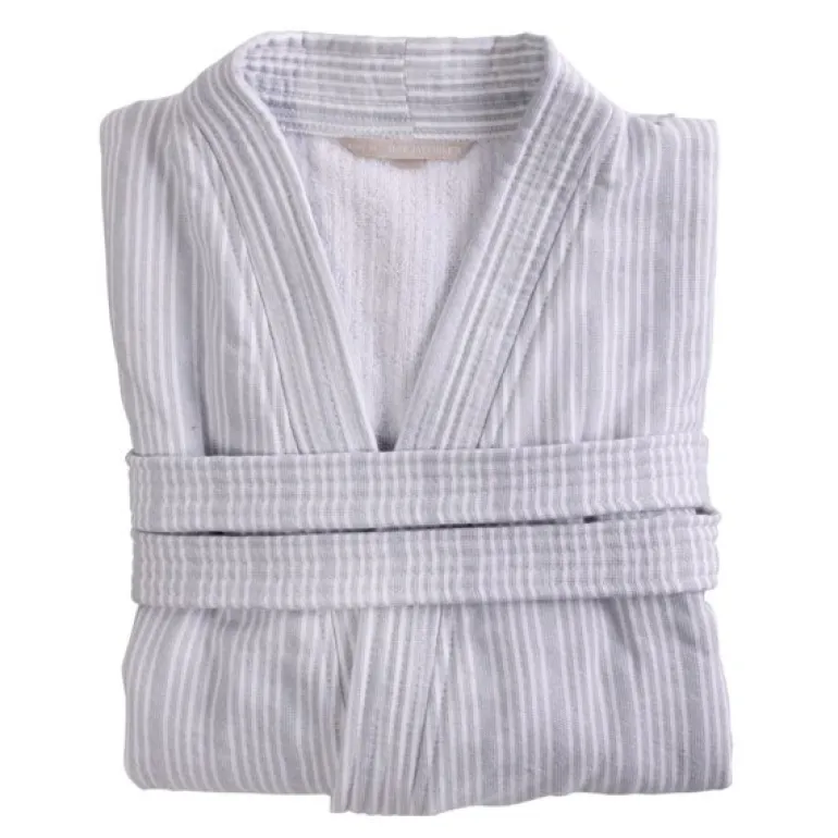 Bath Collection badekåpe S/M powder blue stripes