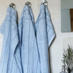 Bath Collection gjestehåndkle 40x60 cm 2 stk powder blue stripes