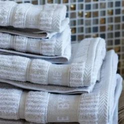 Bath Collection håndkle 50x100 cm 2 stk sand beige stripes