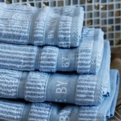 Bath Collection håndkle 50x100 cm 2 stk powder blue stripes