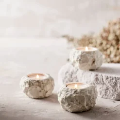 Batu telysholder 7x4 cm beige