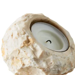 Batu telysholder 7x4 cm beige