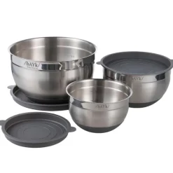 bAYk rørebollesett 3 stk m/lokk stål/svart