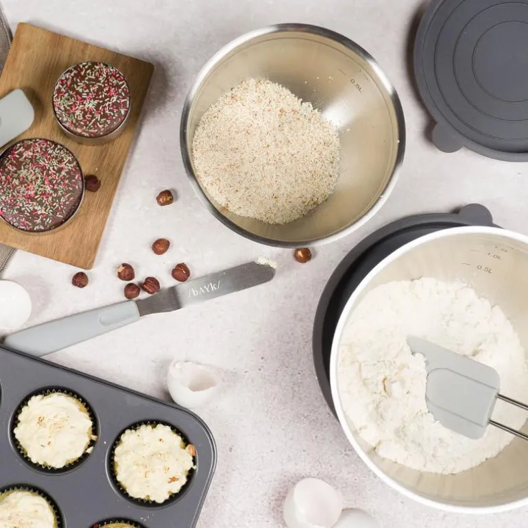 bAYk rørebollesett 3 stk m/lokk stål/svart