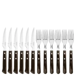 Biffbestikk 12 deler brun/blank