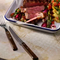 Biffbestikk 12 deler brun/blank