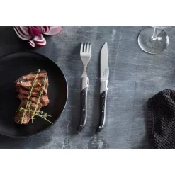 Biffkniv 6 deler svart tre