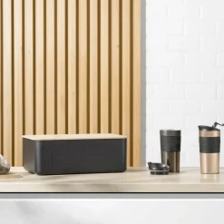 Bistro brødboks m/skjærefjøl svart