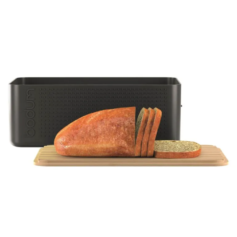 Bistro brødboks m/skjærefjøl svart