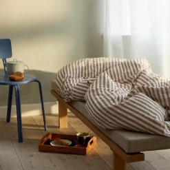 Bæk&Bølge Lines sengetøy 140x220 cm sand/hvit