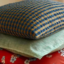 Bæk&Bølge putetrekk 70x50 cm blå/oker