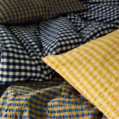 Bæk&Bølge sengetøy 140x220 cm blå/oker