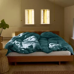 Bæk&Bølge sengetøy 220x220 cm grønn/lys blå