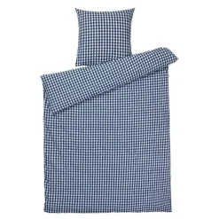Bæk&Bølge sengetøy 140x220 cm mørk blå/hvit