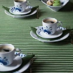 Blå Mega Riflet espressokopp m/skål 9 cl