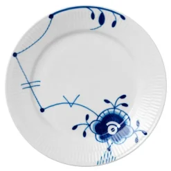 Blå Mega Riflet flat tallerken 22 cm dekor 6