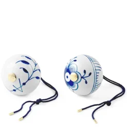 Blå Mega Riflet julekule 9,5 cm 2 stk