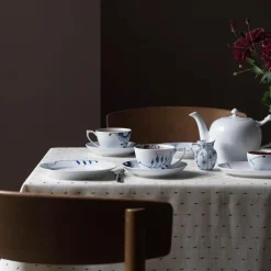 Blå Mega Riflet kopp m/underskål 28 cl