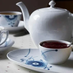 Blå Mega Riflet oval fat 37 cm