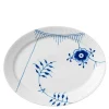 Blå Mega Riflet oval tallerken 35 cm