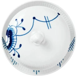 Blå Mega Riflet skål m/lokk og asjett 38 cl