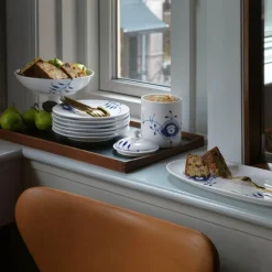 Blå Mega Riflet skål på stett 15 cm