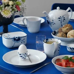 Blå Mega Riflet smørskål m/lokk