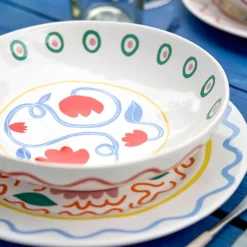 Bliss salat-/pastatallerken dyp 25 cm blomst multi