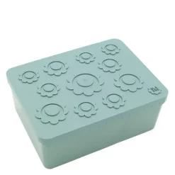 Blomst matboks treroms 19x14x7 cm blågrønn