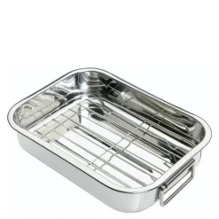 Blue Card langpanne med rist 27x20 cm stål