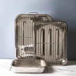 Blue Card langpanne med rist 27x20 cm stål