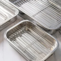 Blue Card langpanne med rist 27x20 cm stål