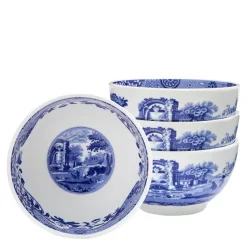 Blue Italian dippskål 10 cm 4 stk blå/hvit