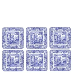 Blue Italian glassunderlag 6 stk blå/hvit