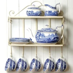 Blue Italian kaffekopp med fat 28 cl blå/hvit