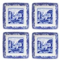 Blue Italian tallerken firkantet 7,5 cm 4 stk blå/hvit