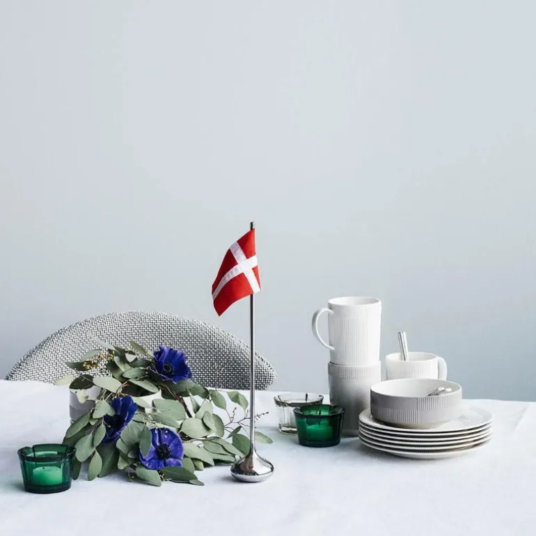 Bordflagg dansk H35 cm sølv